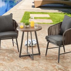 Inklen 3 Piece Rattan Bistro Seating Group with Cushions